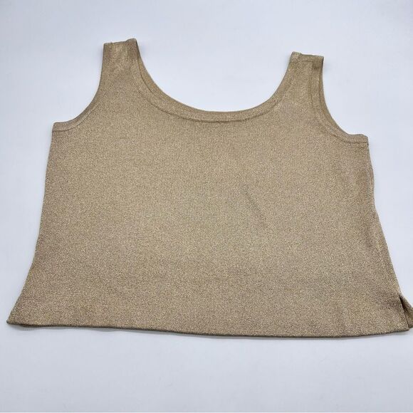 St. John Gold Metallic Santana Knit Tank Top w/Scoop Neck Women's Size M - Picture 5 of 7